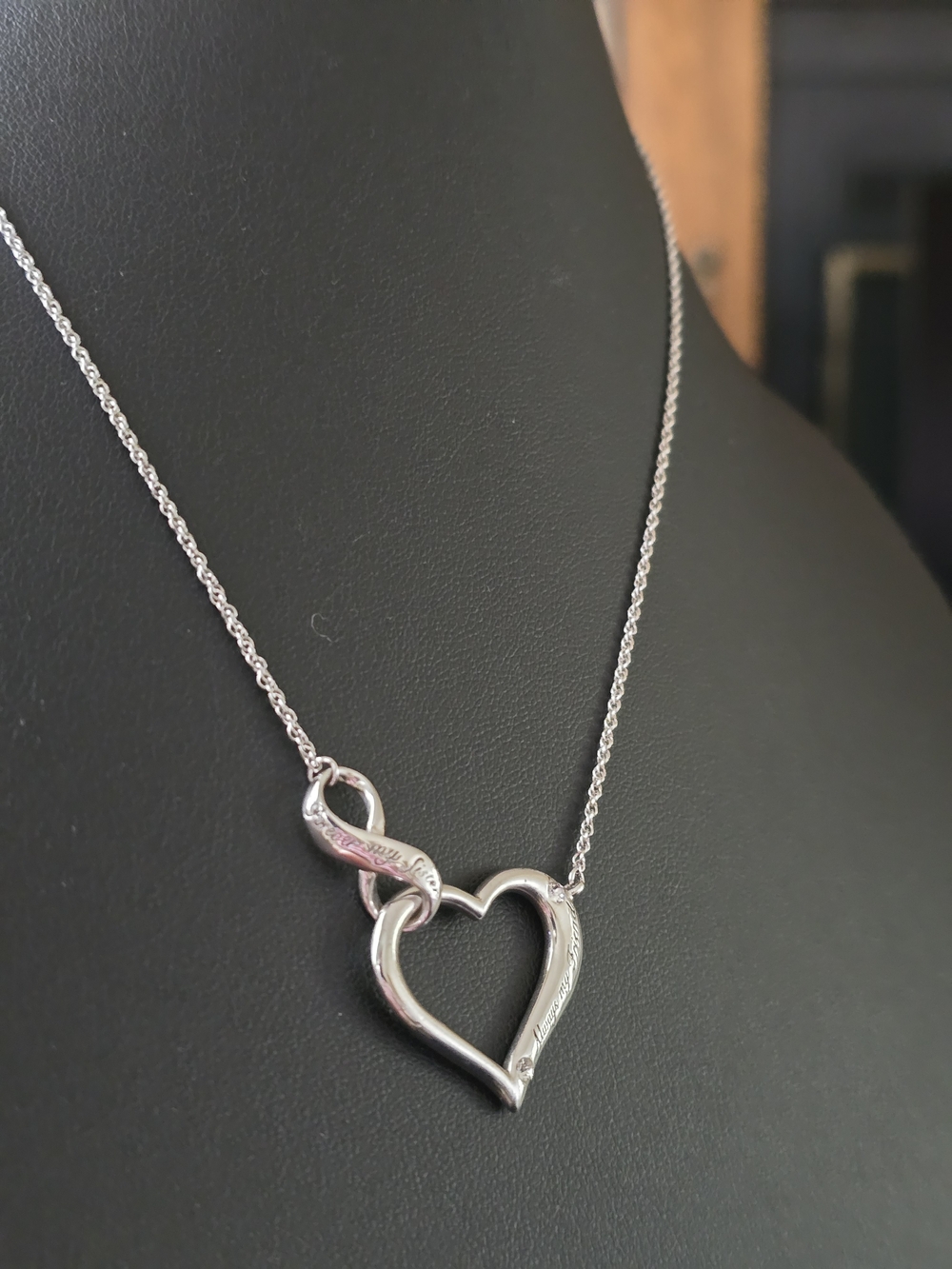 925 Sterling Silver Always My Sister Forever My Friend Heart Pendant Necklace